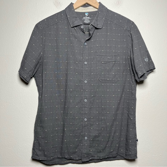Kuhl Men Intrepid Skorpio Button Down Shirt Small Gray Northern Star Short Sleev - Picture 1 of 11